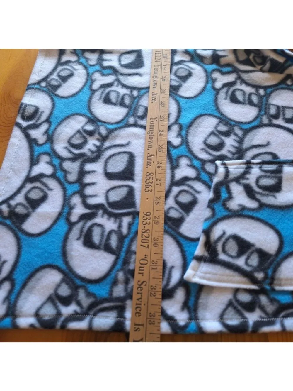 Fleece Handmade Kids  Skull Poncho W Pocket & Hood Car Seat Blue Black White